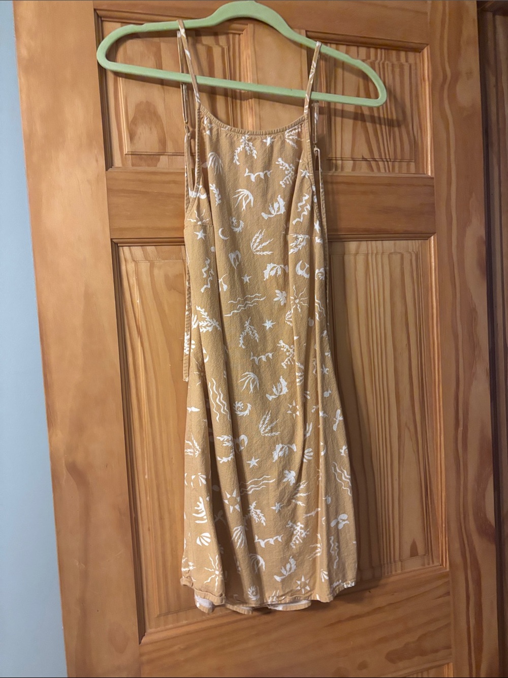 a new day Mustard Mini Sundress with White Print